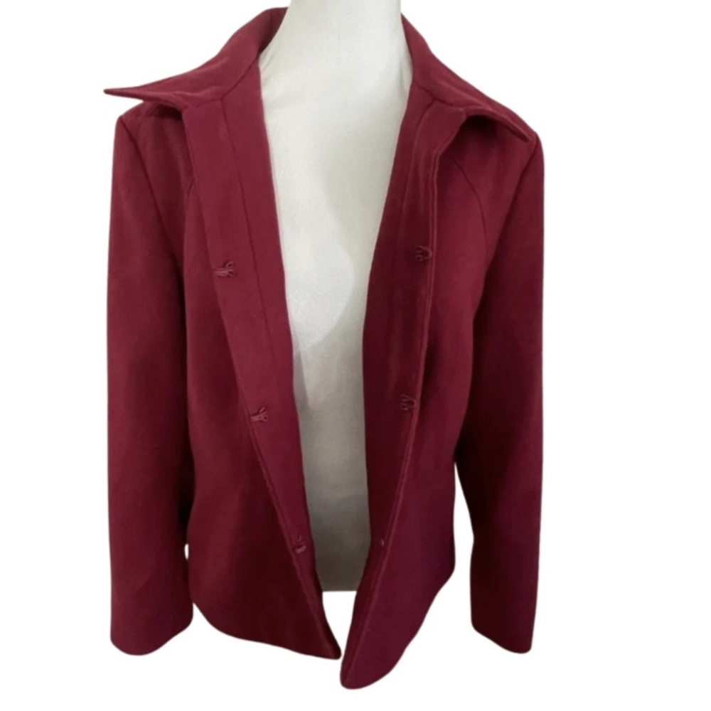 CHICO'S Women's Size 2 (L/12) Dark Red Blazer Jacket Hook Eye Closure Lined - Picture 6 of 9